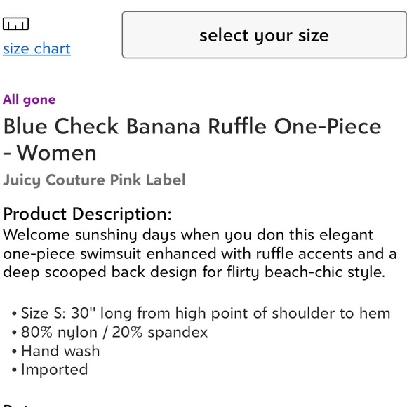 Juicy Couture Pink Label Blue Check Banana Ruffle - Picture 4 of 4